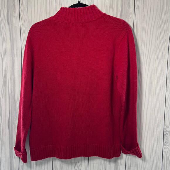 Vintage Classic Elements Christmas Zip Up Cardigan Sweater Size Small Snowman - Picture 3 of 8